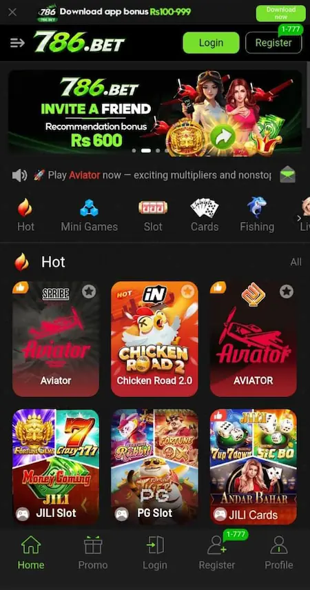 786 bet game homescreen image