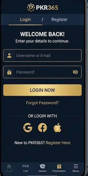 PKR365 Game login image